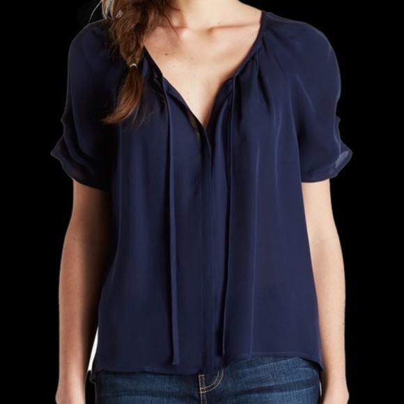 Joie Tops - Berkeley Silk Top in Navy from Joie
